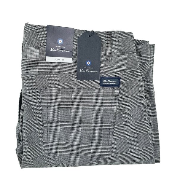 Ben Sherman Pant Men 38x32 Slim Fit Stretch Charcoal Chino Khakis NWT MSRP $99 - Picture 1 of 12